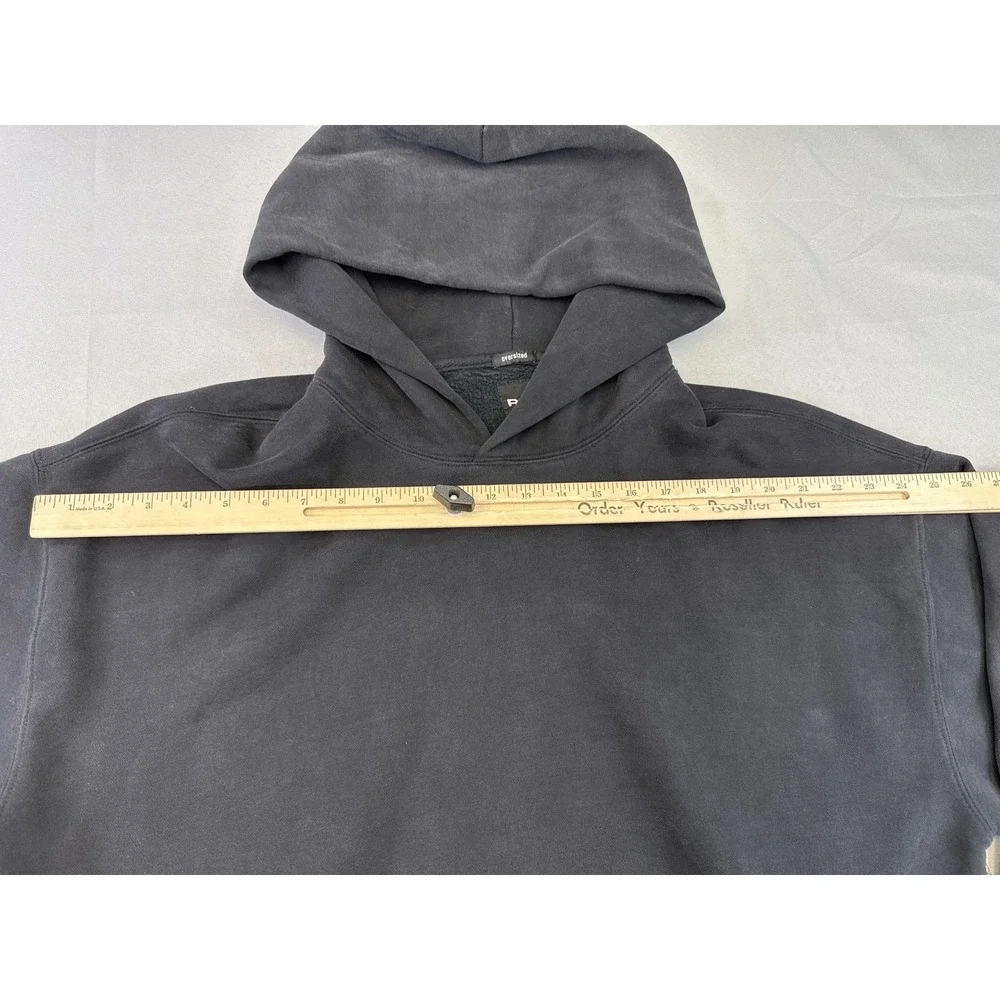 RSQ Pullover Hoodie Large Black Fleece Unisex Regular Fit Long Sleeve Kangaroo